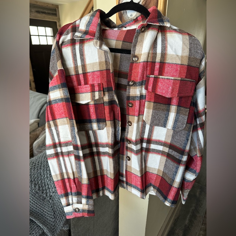 SHEIN Red and Brown Flannel